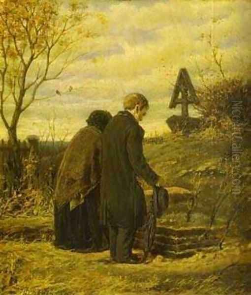 Old Parents Visiting The Grave Of Their Son 1874 Oil Painting by Vasily Perov