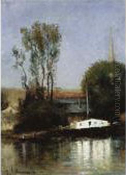 Un Bateau Sur La Seine Oil Painting by Albert Lebourg