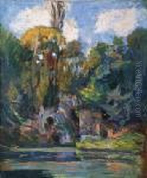 Versailles, Les Grottes De Trianon Oil Painting by Albert Lebourg