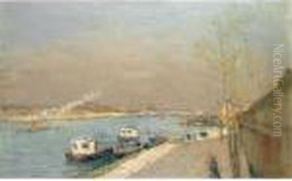 Quai De La Seine, Matin De Printemps Oil Painting by Albert Lebourg