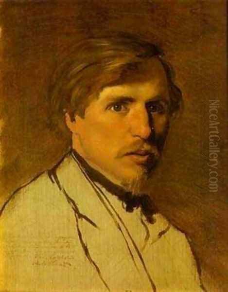 Portrait Of The Artist Illarion Prianishnikov 1860s Oil Painting by Vasily Perov