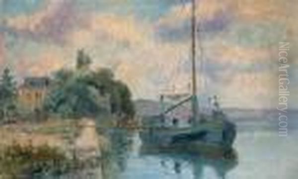 Peniche A Rouen Oil Painting by Albert Lebourg