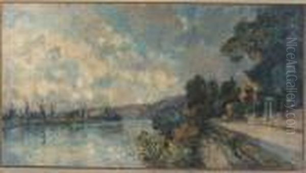 La Seine Aux Environs Decroisset Oil Painting by Albert Lebourg