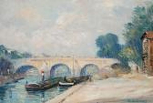 La Seine A Paris, Le Pont Marie Oil Painting by Albert Lebourg