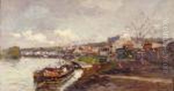 Peniche A Quai Oil Painting by Albert Lebourg