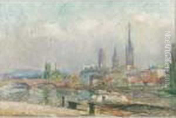 La Seine A Rouen Oil Painting by Albert Lebourg