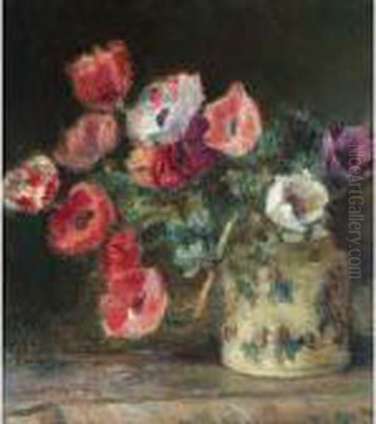 Bouquet D'anemones Oil Painting by Albert Lebourg