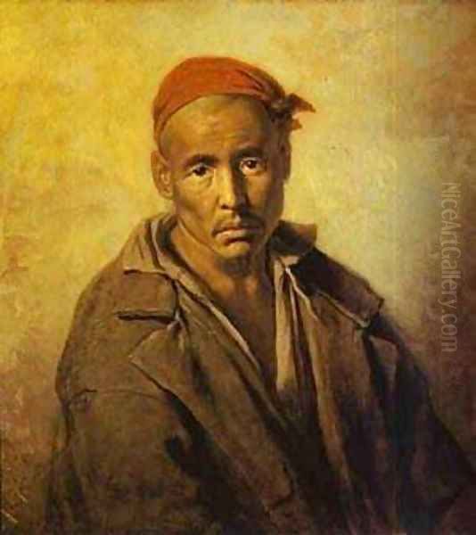 Head Of A Kirghiz Convict 1873 Oil Painting by Vasily Perov