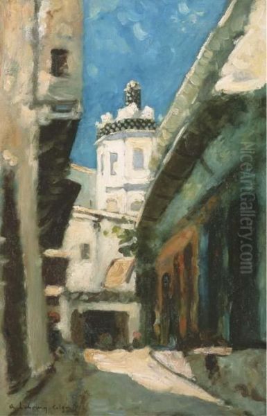 La Rue Des Bouchers A Alger Oil Painting by Albert Lebourg