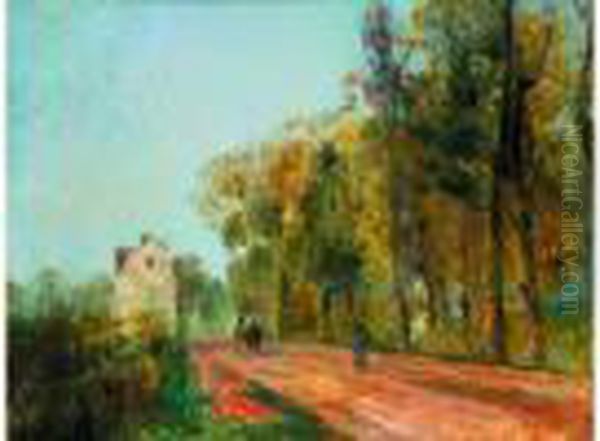 Route Aux Environs De Paris, Impression D'automne Oil Painting by Albert Lebourg