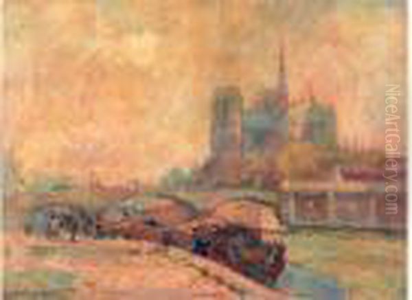 Notre Dame De Paris Vue Des Quais Oil Painting by Albert Lebourg