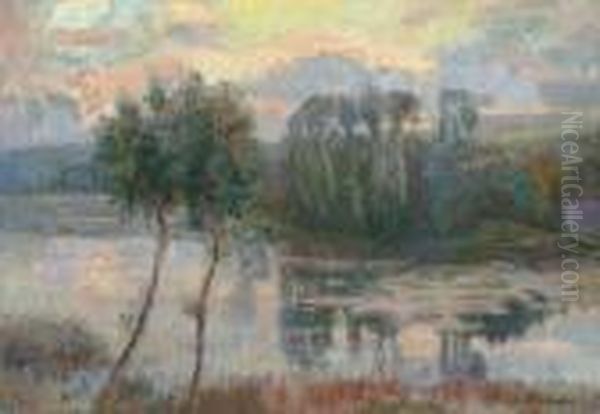 Bord De L'etang De Chalou-moulineux Oil Painting by Albert Lebourg