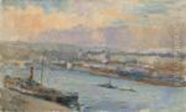 La Seine A Rouen Oil Painting by Albert Lebourg