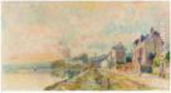 Attelage Au Bord De Seine Oil Painting by Albert Lebourg