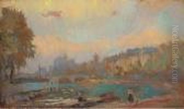 Bords De La Seine Oil Painting by Albert Lebourg