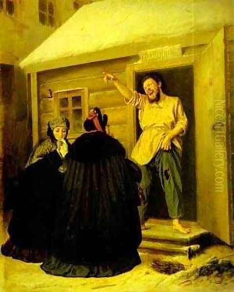 Caretaker Letting An Apartment To A Lady 1865 Oil Painting by Vasily Perov