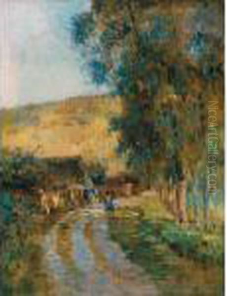 Route Dans Le Vallee De L'iton Oil Painting by Albert Lebourg