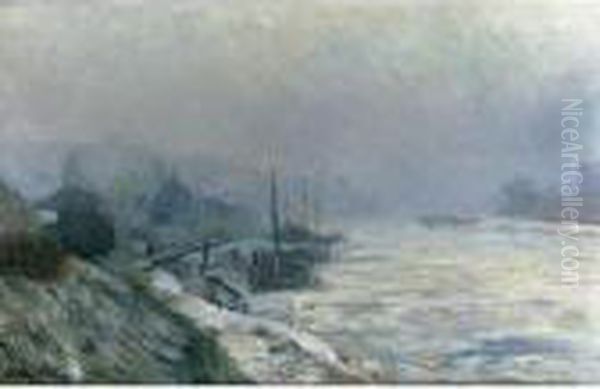 La Seine En Hiver Oil Painting by Albert Lebourg