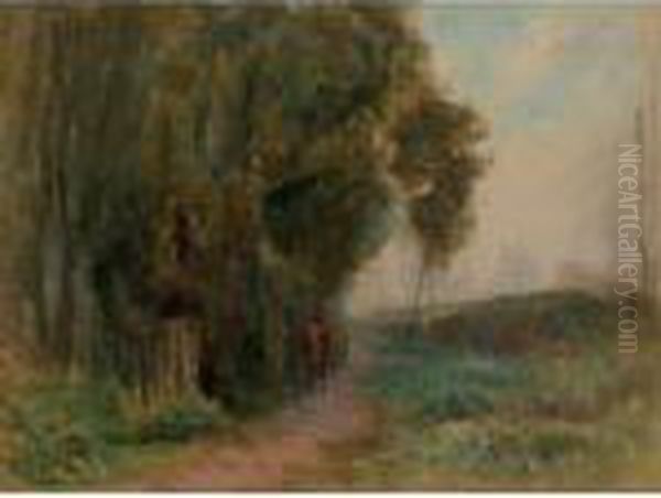 Chemin Montant Le Long D'une Voie Ferree Oil Painting by Albert Lebourg