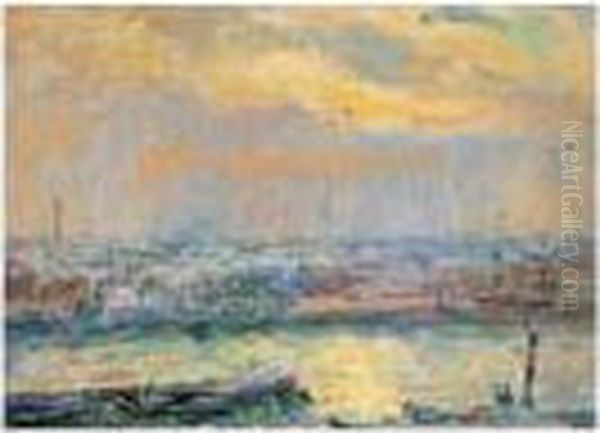 Le Port De Rouen Oil Painting by Albert Lebourg