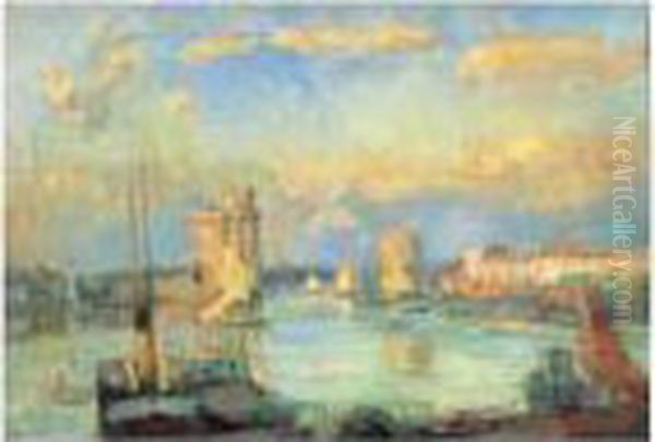 Voiliers A L'entree Du Port De La Rochelle Oil Painting by Albert Lebourg