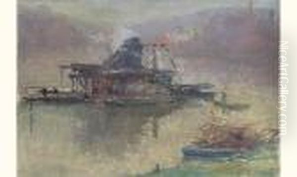 Dragueur Par Temps De Brume Oil Painting by Albert Lebourg