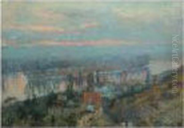 La Valle De La Seine En Aval De Paris Oil Painting by Albert Lebourg