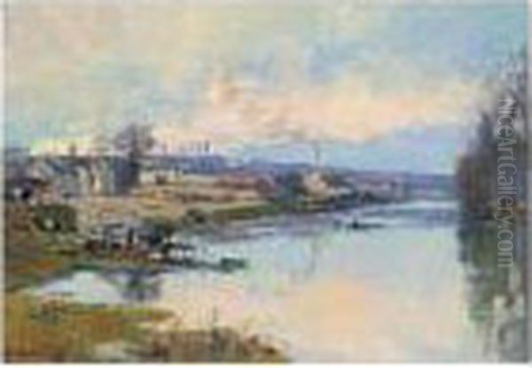 La Seine A Port-marly Oil Painting by Albert Lebourg