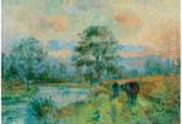 Paysage, Bord De Riviere Oil Painting by Albert Lebourg