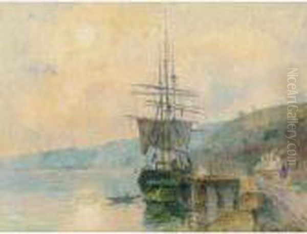 La Seine Aux Environs De Rouen Oil Painting by Albert Lebourg