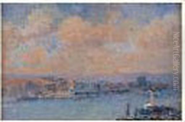 Vapeur Au Port De Rouen Oil Painting by Albert Lebourg