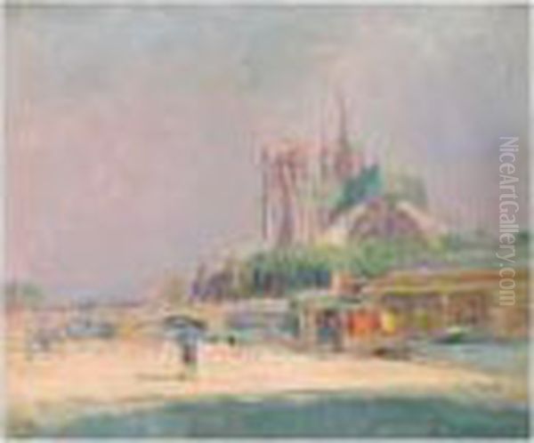 Notre-dame De Paris Vue Du Quai De La Tournelle Oil Painting by Albert Lebourg