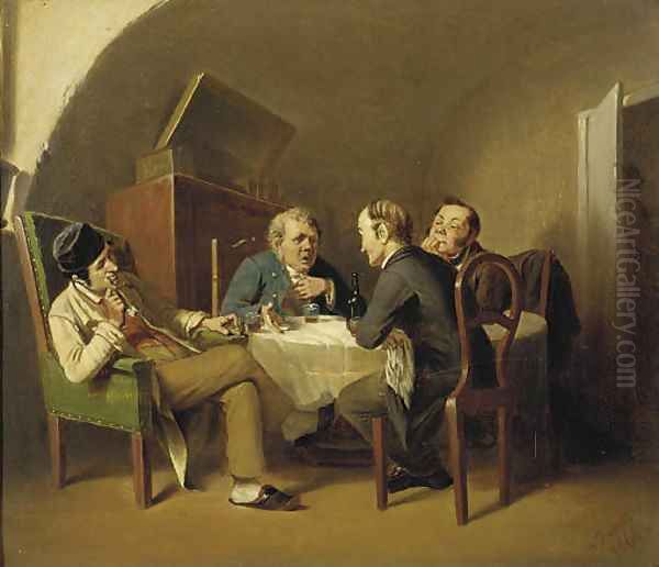 Conversation over a round table Oil Painting by Vasily Perov