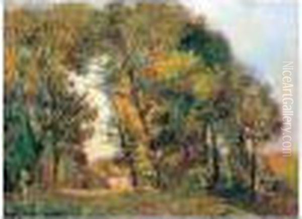 Foraet En Automne Aux Environs De Rouen Oil Painting by Albert Lebourg