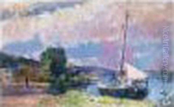 Les Bords De La Seine A Caumont En Ete Oil Painting by Albert Lebourg