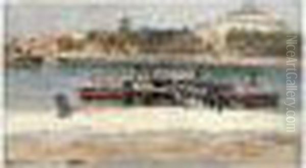 Bateau-mouche Au Quai St Bernard A Paris Oil Painting by Albert Lebourg