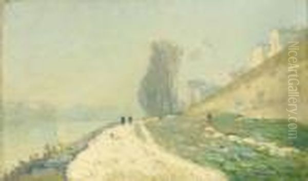 Effet De Neige Aux Environs De Paris Oil Painting by Albert Lebourg