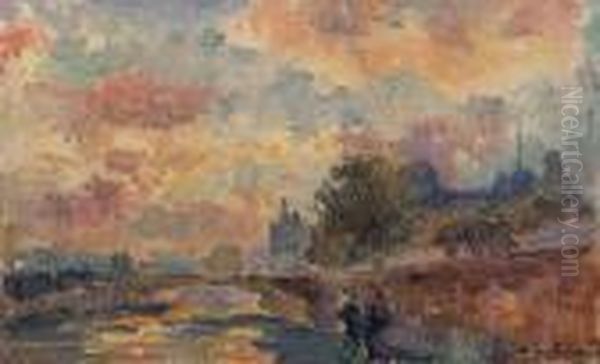 Le Petit Bras De La Seine A Paris Oil Painting by Albert Lebourg