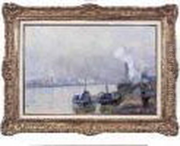 Quai A Rouen Oil Painting by Albert Lebourg