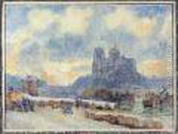 Notre-dame Vue Du Quai De La Tournelle Oil Painting by Albert Lebourg