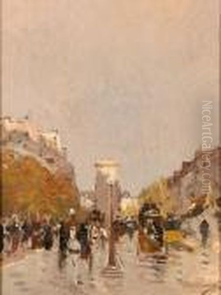 La Porte St. Denis Oil Painting by Paul Lecomte