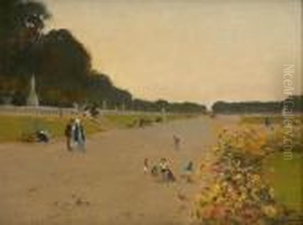 Jeux D'enfants Dans Le Parc Oil Painting by Paul Lecomte