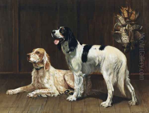 A Pair of Setters Oil Painting by Alexander Pope