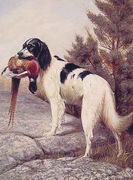 Hunting Dog with Pheasant Oil Painting by Alexander Pope