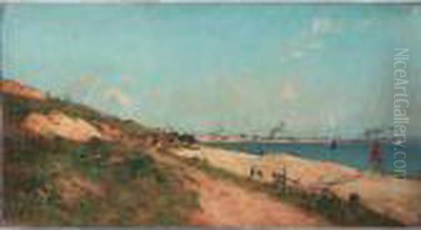 Promenade Au Bord De La Mer Oil Painting by Paul Lecomte