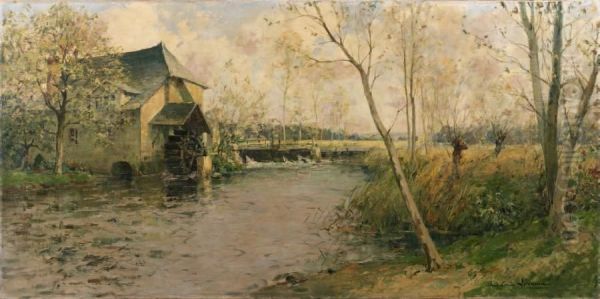 Le Moulin A Eau Oil Painting by Paul Emile Lecomte