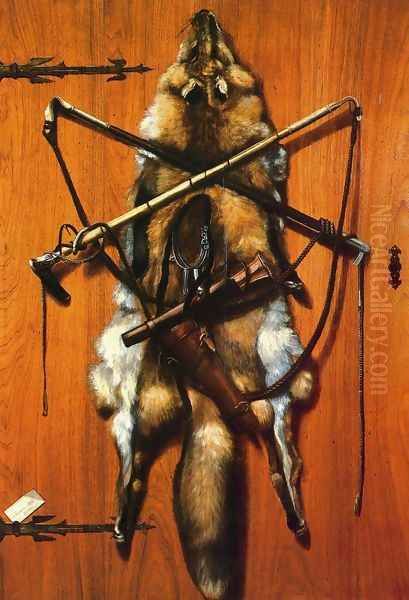 Still Life: Hunting Trophies - Red Fox Skin Oil Painting by Alexander Pope