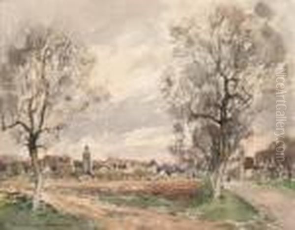 Vue D'un Village De Campagne Oil Painting by Paul Emile Lecomte