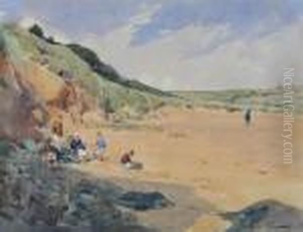 A Picnic On The Beach Oil Painting by Paul Emile Lecomte