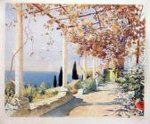 Vue De La Mediterranee Oil Painting by Paul Emile Lecomte